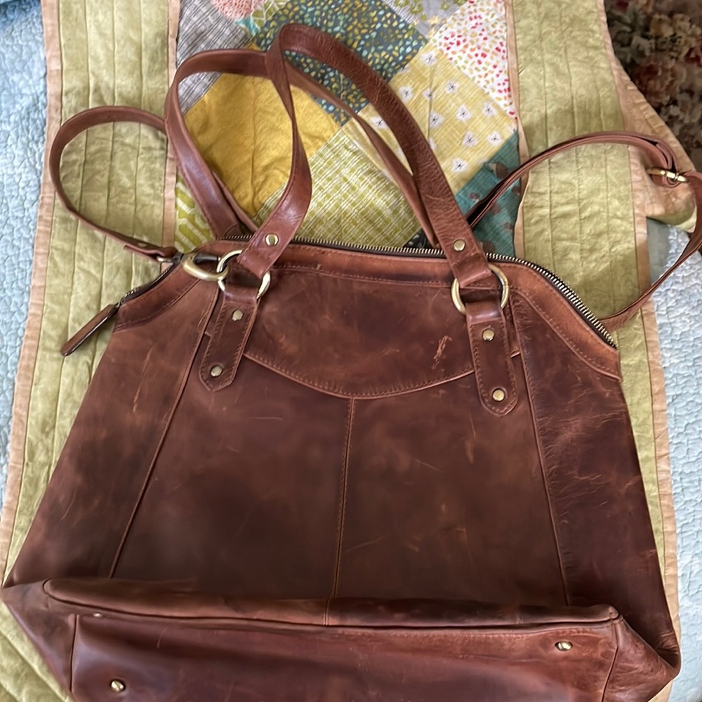 A beautiful leather bag.